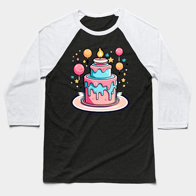 Birthday Cake Illustration Baseball T-Shirt by FluffigerSchuh